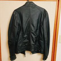 訳あり☆BELSTAFF ベルスタッフ コーティング デニムジャケット ブラック/48（L相当）シングルライダース メンズ アウター ジャンク_画像5