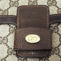 GUCCI グッチ オールドグッチ ショルダーバッグ 　GGスプリーム ゴールド金具 PVC レザー フラップ ブラウン ベージュ ヴィンテージ_画像3