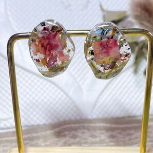 ハンドメイド ピアス クリア ニュアンスカラー 大人可愛い チタンピアス
