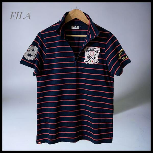 【FILA GOLF】 大きいサイズLL ハーフジップポロシャツ ゴルフウェア