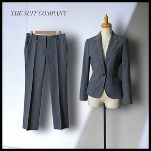 【SUIT COMPANY】 背抜き パンツスーツ サマースーツ ビジネススーツ　ストライプ