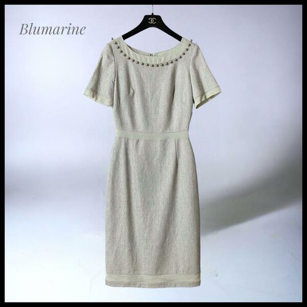 【Blumarine】 シルク使用 胸元デザインワンピース　I40/D34