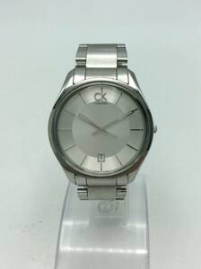 RR143!<QZ/ immovable > wristwatch Calvin Klein Calvin Klein K2H 211 quartz 3 hands round white group face silver color present condition goods!