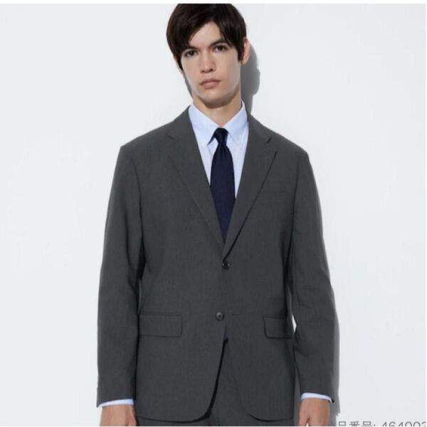 ユニクロ UNIQLO 感動ジャケット2WAYストレッチ(ウールライク・袖丈着丈標準)ダークグレー XL