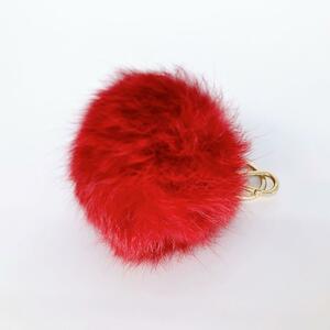 FURLA key ring fur pompon charm red 