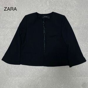 ZARA BASIC ザラ ノーカラージャケット モロッコ製 きれいめ 良品 ブラック 黒
