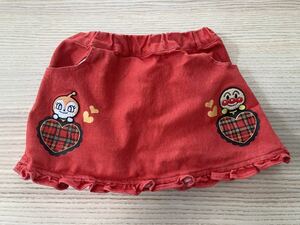 アンパンマン スカート サイズ95 赤 ドキンちゃん フリル 刺繍 女の子 ハート