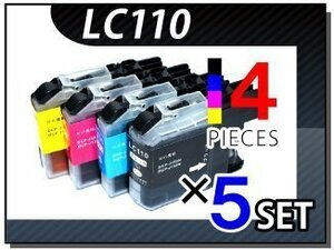 ●送料無料 ブラザー用 ICチップ付 互換インク LC110 4色×5セット