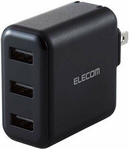 《2セット》エレコム MPA-ACU12BK USB 充電器 ACアダプター コンセント（3.6A/Aポート×3）スマートフォン・タブレット用 ブラック