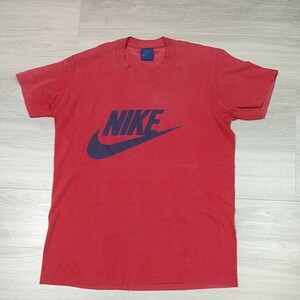 【古着】 NIKE ナイキ ロゴ 半袖 Tシャツ 赤 クルーネック 80年代 青タグ Mサイズ ビンテージ