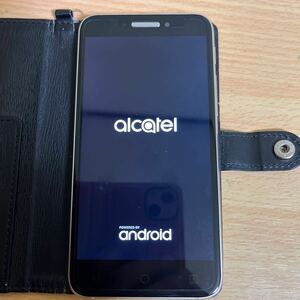 【送料無料・アンティークスマホ】aicatel SHINE LITE 本体 ブラック android6 SIMフリー 表面フィルム付き 手帳型汎用ケース付き