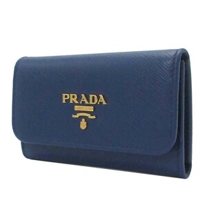 プラダ キーケース PRADA レザー メタルロゴ 6連キーフック 1PG222 QWA F0016 SAFFIANO METAL / BLUETTE アウトレット レディース 