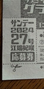 少年サンデー ２７号 江端妃咲 図書カード 応募券 1枚