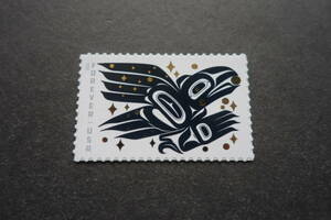 外国切手：アメリカ切手 「先住民の民話」 （アメリカ先住民の多くの民話に登場する鳥〈ワタリガラス〉）1種完 未使用