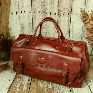  Vintage old shop brand pine cape bag MARUEM maru M GRANDEE original leather Boston bag high capacity bordeaux Vintage 