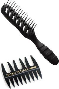  single goods & mesh comb ( black ) Bab ropoma-do hair brush men's gaikotsu brush & mesh comb ( black ). skeleton brush 