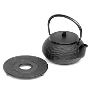 数量限定20%OFF 岩鋳 南部鉄器 鉄瓶兼用急須セット 5型新アラレ0.65L 茶漉し付 日本製 ガス対応