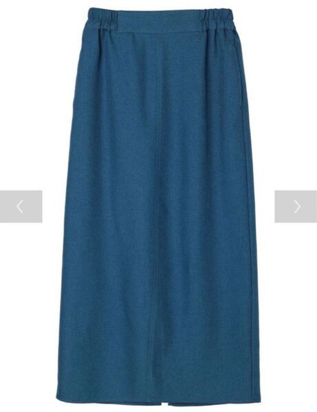 Green Parks chocol raffine robe グリーンパークス 麻調Iラインスカート ブルー フリーサイズ