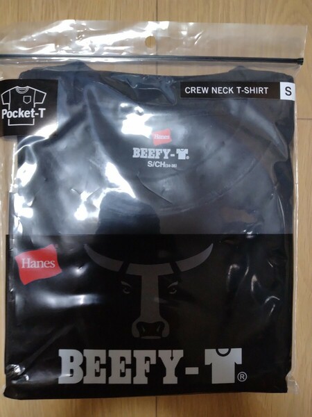 ヘインズ ビーフィー Tシャツ ポケット付き 半袖 黒　ブラック　 1枚売り　無地 BEEFY BEEFY-T　Ｓ