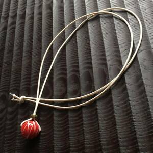 ( бесплатная доставка ) ручная работа стекло tonbodama шнур. подвеска красный цвет белый линия 