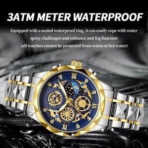 特価 新品 未使用 腕時計 クオーツ メンズ 高級感 アナログ ステンレス クロノグラフ ビジネス エレガント 防水 耐衝撃 発光 c2820の画像9