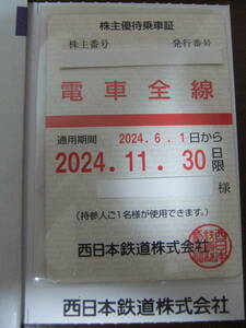 簡易書留込◇西鉄(西日本鉄道)定期式電車全線 株主優待乗車証◇