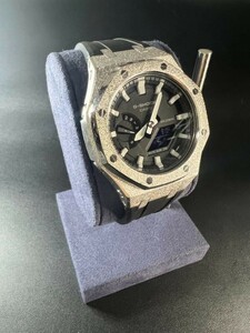 GSHOCK GA2100 カシオーク フロステッド加工 カスタム用パーツ 銀 GA-2100 GA-2110 GA-B2100カスタム ラバーベルト7色.