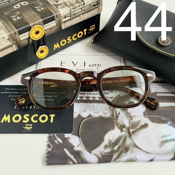 【レンズ2種】MOSCOT モスコット LEMTOSH レムトッシュ トータス　べっ甲 44□24-145 伊達メガネ サングラス 