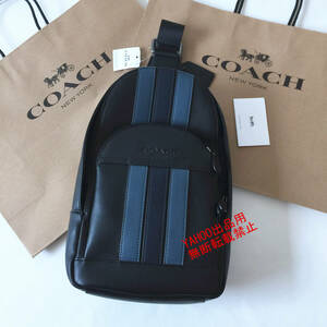 ★COACHバッグ★コーチ F49318 ブラック×デニム ボディーバッグ スリングバッグ ショルダーバッグ クロスボディーアウトレット品 新品