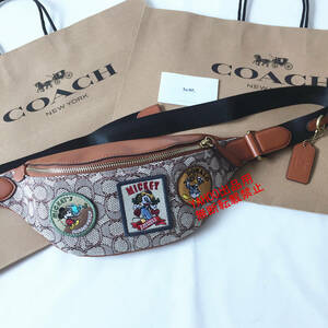 ★COACHバッグ★コーチ CG970 ボディバッグ COACH X DISNEYコラボ ジャカード・パッチ ベルトバッグ ウエストバッグ アウトレット品