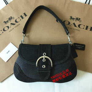 *COACH bag * Coach CR737 black so- horn bag up cycle lipa- Pas Denim handbag shoulder bag outlet 
