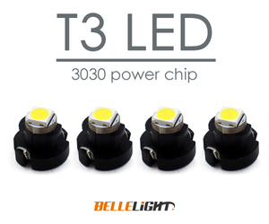 4個 T3 LED ハイパワーSMD採用 白 ミニベース メーター球 エアコン球 ダッシュボードパネル内 3030チップ ホワイト 12V用 PX021 代引き