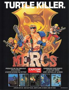  Capcom war place. .II Mercs arcade leaflet catalog pamphlet 