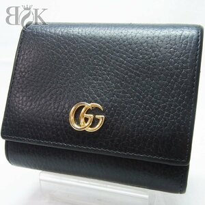 グッチ GGマーモント レザー 598587 ブラック コンパクトウォレット L字ファスナー GUCCI ＋