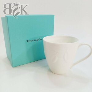 未使用品 ティファニー テラス Pariet マグカップ 西洋磁器 白磁 リーフ柄 ホワイト TIFFANY TERRACE 中古 ★