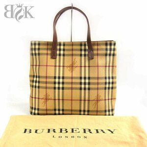 バーバリー シャドーホース ハンドバッグ チェック柄 レディース ベージュ系 BURBERRY 中古 ♪