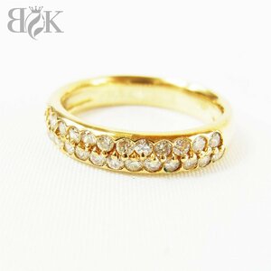 K18 デザインリング ダイヤmd0.54ct 約10.5号 縦幅:約4.0mm 約4.0g ゴールド 指輪 ■