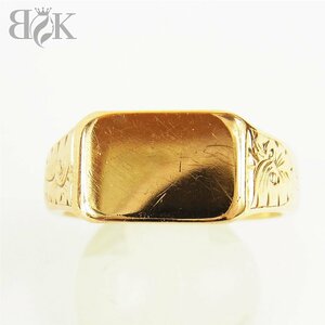 K18 signet sculpture ring approximately 24 number length width : approximately 9.3mm approximately 14.4g Gold ring #