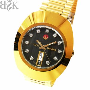 прекрасный товар Rado Diastar 648.0413.3 наручные часы 11P бриллиантовая огранка стекло дата самозаводящиеся часы SS чёрный циферблат Gold цвет рабочий товар RADO =