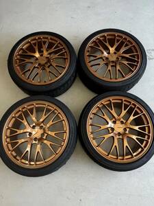 ブリヂストンポテンザ　RW007　18ⅹ8.05/100　45　ブロンズ　ポテンザRE71RS　215/40R-18 タイヤホイールセット　中古品