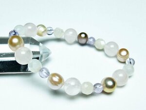 誠安◆超レア最高級天然真珠 パール ミックスビーズ ブレスレット 6mm [T491-1616]
