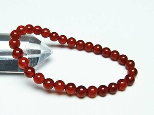 誠安◆天然石最高級品赤アゲートブレスレット 6mm [T57-6610]