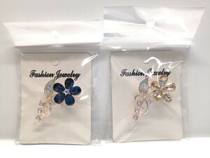 ■2点セット★送料無料■ピンブローチ 花 ファッションアクセサリー ピンバッチ 可愛い綺麗美しい輝く宝石キラキラ フラワー ペンダント■ 