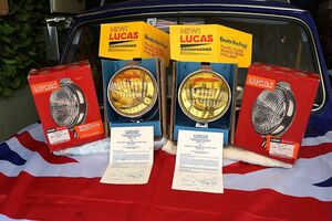 подлинная вещь 2 лампа комплект Британия LUCAS Lucas LR6 желтый цвет driving противотуманая фара BMC оригинальный MINI MK1 Morris MG Classic Rover Mini новый товар .. товар 