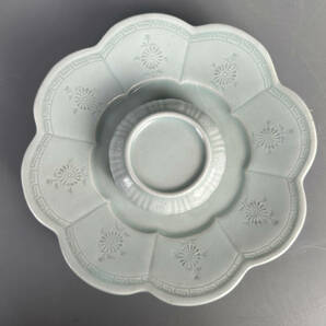 韓国美術 安東五 款 白磁堆刻仙鶴文茶碗 盃 酒器 茶道具 の画像5
