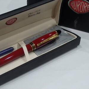 1 jpy start ultra rare AURORA Aurora bordeaux pen .F box attaching fountain pen 30610 11-2