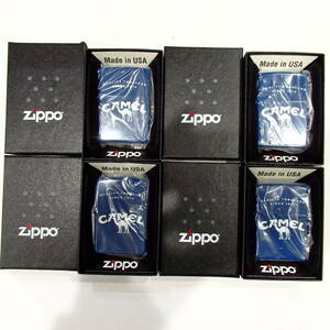 1円スタート激レア 未使用 ZIPPO ジッポー CAMEL キャメル ブルー オイルライター 4点セット 30817 11-2