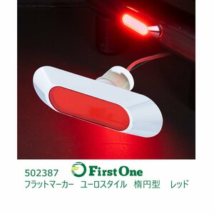 502387【LEDマーカー】 LEDフラットマーカー　ユーロスタイル　楕円型 レッド　12V/24V車共用　 [商品サイズ：小]