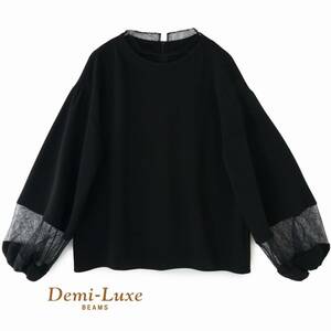 美品★Demi-Luxeビームス★36size/9号★レースブラウス黒C037