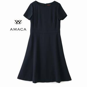 美品★エポカ・アマカ★40size/11号★ワンピース紺C061